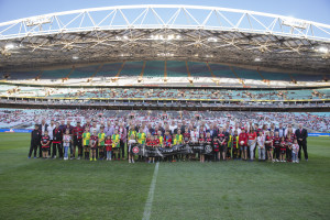 Legends match at ANZStadium April, 2016 (Peter in back row - 6th from right)